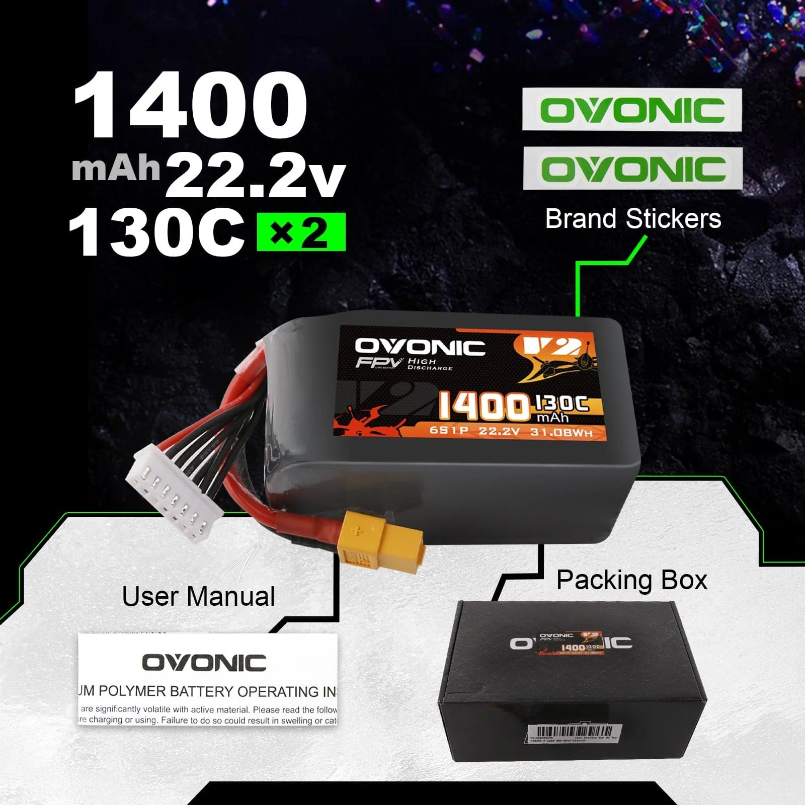 بطارية Ovonic 6S 1400mAh 130C  - مراجعة Drone Frame 5 Inch وسعره